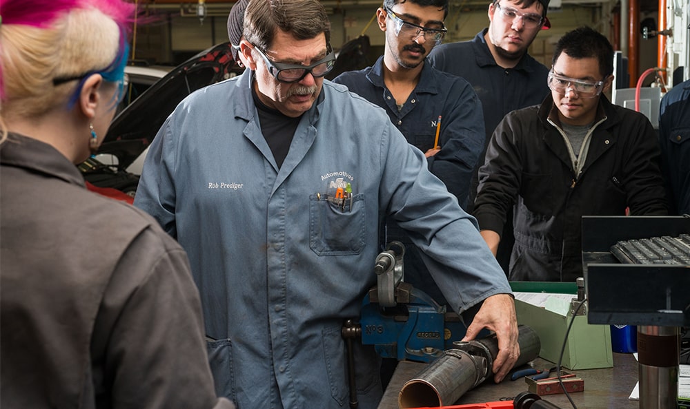 Automotive Service Technician instructor and students